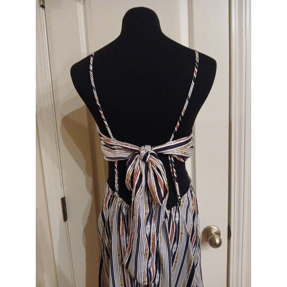 By Anthropologie Bare Cutout Bandeau Maxi Dress Geometric Stripes Coastal Hippie - Picture 8 of 12